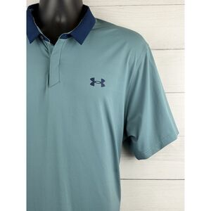 Under Armour Iso Chill Polo Shirt Mens XL Teal Golf Loose HeatGear